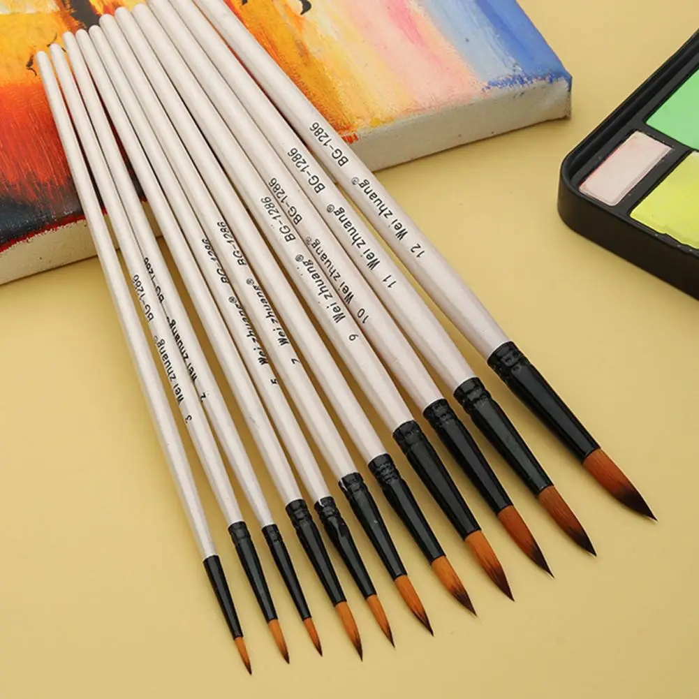 ชุดแปรงวาดภาพชุดแปรงระบายสีชุดพู่กันสีน้ำอเนกประสงค์สำหรับนักเรียน12ชิ้นขนแปรงไนล่อนนุ่ม4ชิ้นสำหรับเทคนิค