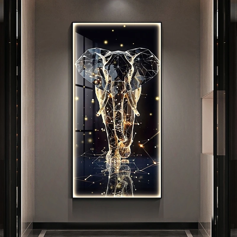 Luxury LED Mural Lights Corridor Living Room Bedroom Home Decoration Lustre Modern Elephant Hanging Painting Lighting Wall Lamps