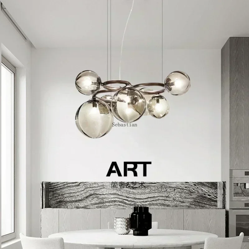 Modern Simple Magic Beans Living Room Light Nordic Bedroom Dining Room Children's Room Smoke Gray Glass Designer New Chandelier