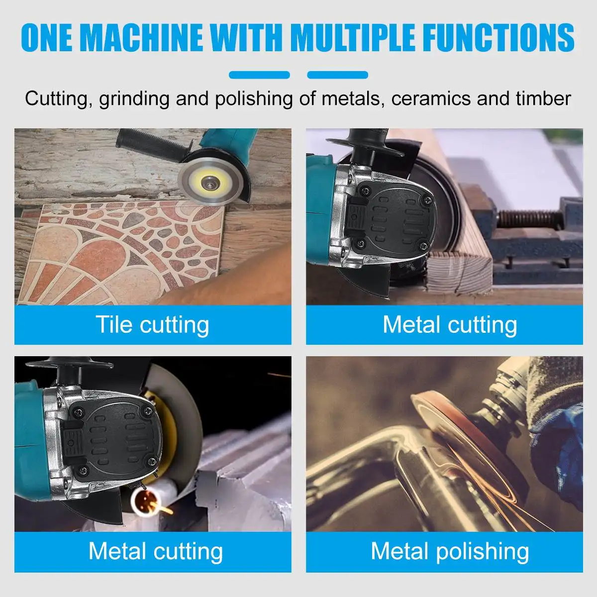 Drillpro 125mm M14 Brushless Angle Grinder Angle Grinder Accessories Woodworking Cutting  Power Tool For  Makita 18V Battery