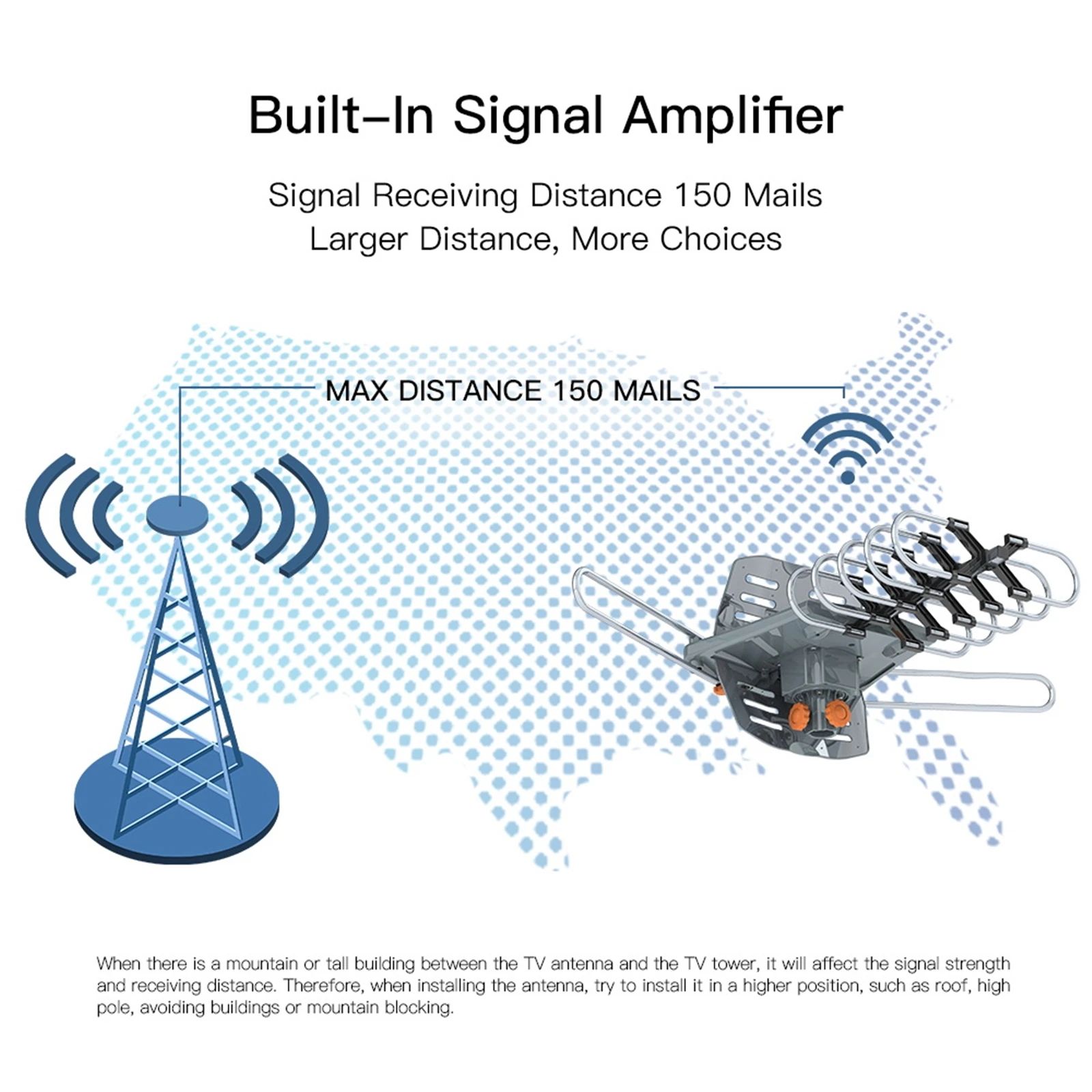 28-36db 360 ° UV-Dualband-Außenantenne mit schwarzem Ständer