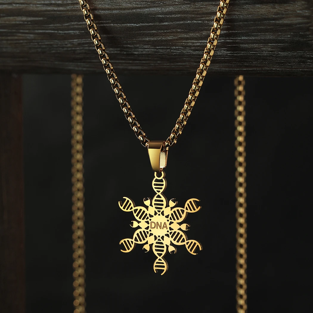 QIAMNI-قلادة دلاية جزيئية من الفولاذ المقاوم للصدأ للرجال والنساء ، قلادة كيميائية ، مجوهرات علمية ، هدية للمعلم #6