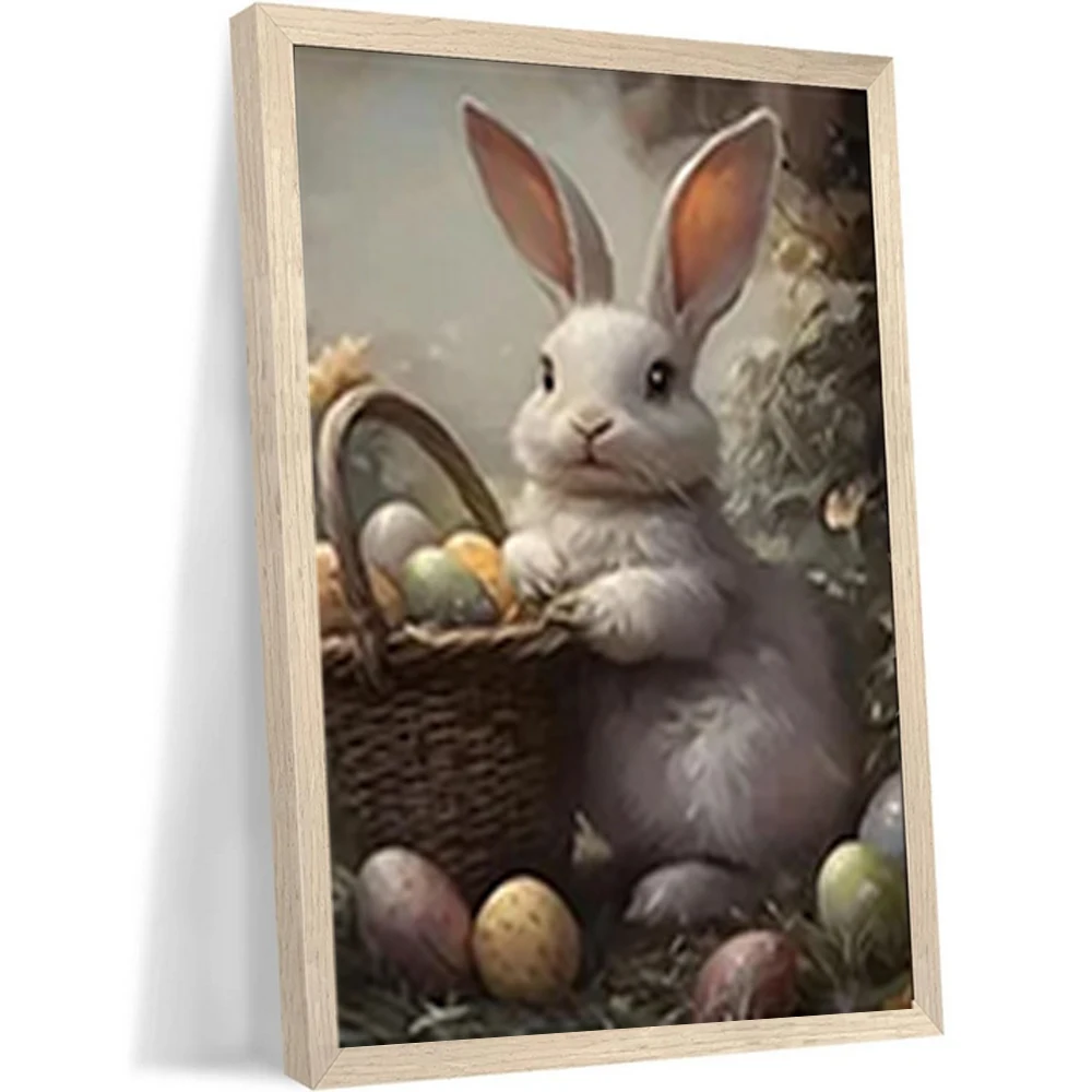 

Алмазная вышивка «Пасхальный кролик»: 5D DIY мозаика с полной выкладкой (квадратные/круглые стразы), милый кролик, пасхальные яйца, декор для дома