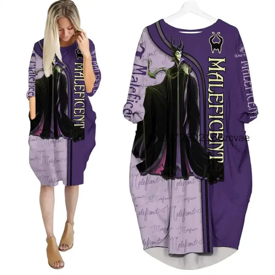 Disney-Robe de nuit surdimensionnée à manches longues pour femme, robe de poche chauve-souris, mode de rue, imprimé 3D, Jack Skellington, nouveau