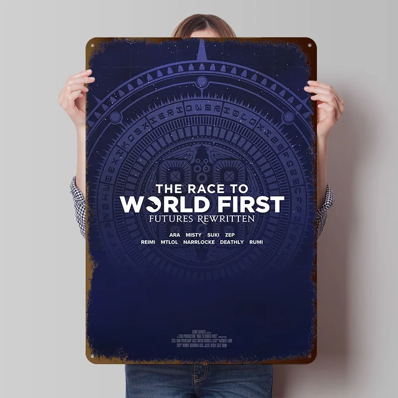 Echo World First: Futures Rewritten Metal Poster Customized Wall Art Retro Vintage Metal Signs for Man Cave Tin Sign Home Decor