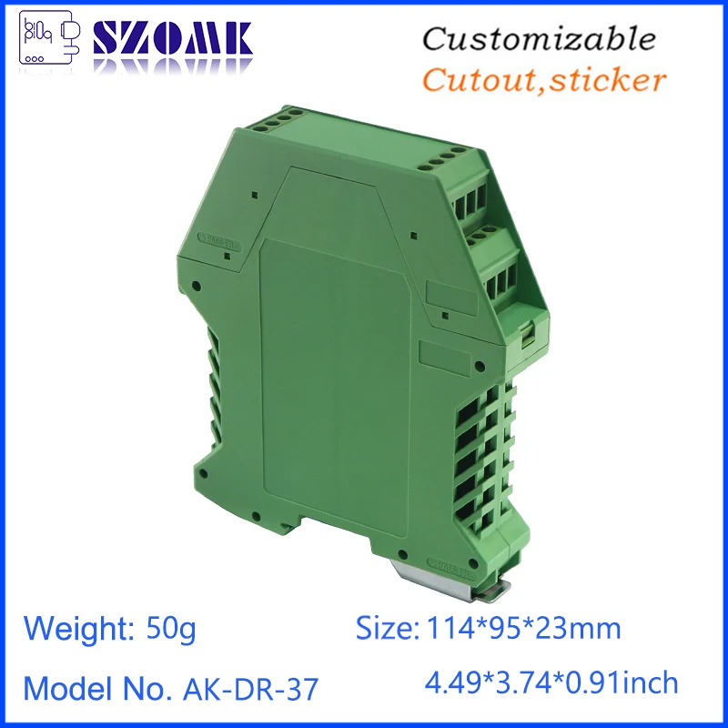 1Piece 114*95*23mm szomk green abs material din rail platic enclosure control box electronics equipment housing