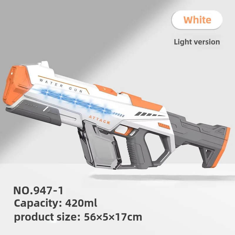 Pistola ad acqua elettrica di grande capacità, assorbimento automatico dell'acqua, fuoco continuo ad alta velocità, grande pistola ad acqua, piscina estiva, giocattolo, pistola rosa