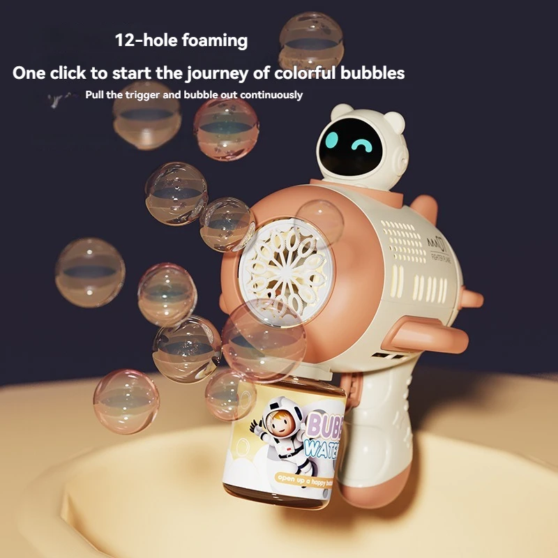 Pistolet à bulles pour enfants, ventilateur d'astronaute d'abeille, Super grande Machine à bulles de sept couleurs, jouet multi-trous à main en été