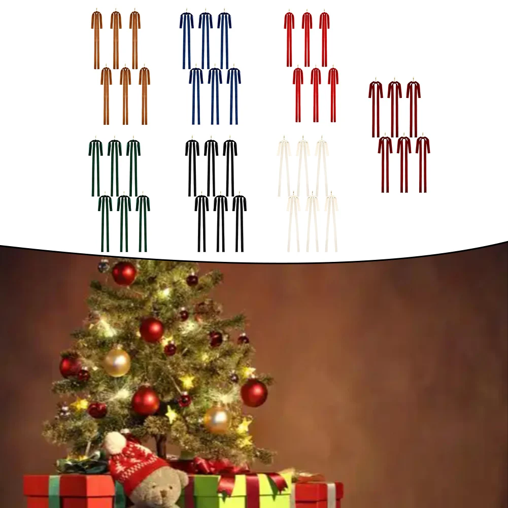 

6 шт. подвески в виде банта для рождественской елки, венок для украшения своими руками, полиэстер, материал, красочные праздничные украшения