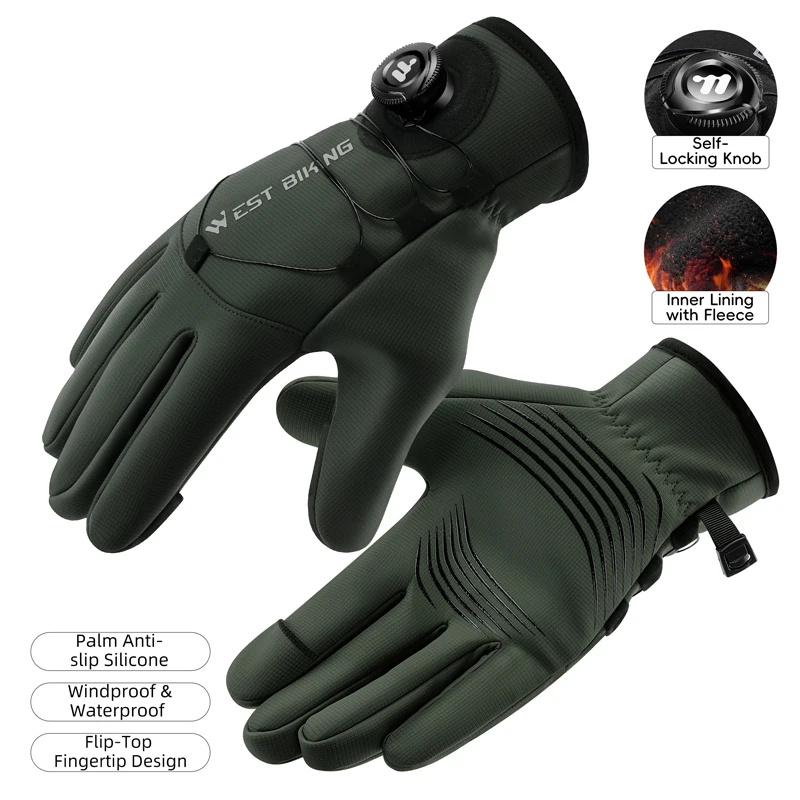 Winter Bike Gloves Magnetic Quick Release Thermal Insulated Touchscreen Fingers for Cold Weather Commuting Cycling Gloves - view 2