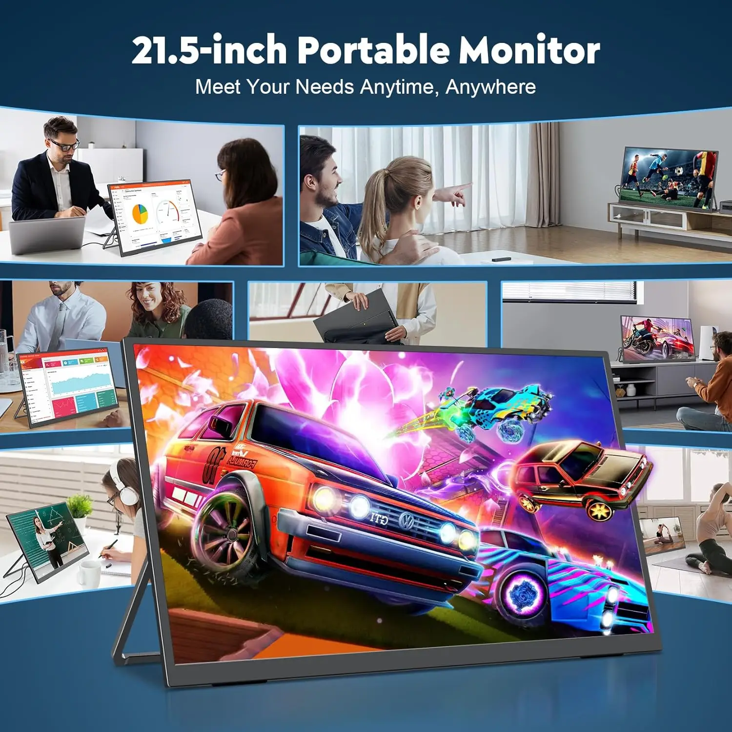 شاشة UPERFECT محمولة مقاس 21.5 بوصة 120 هرتز شاشة ألعاب كبيرة مع شاشة خارجية HDMI من النوع C لأجهزة الكمبيوتر المحمول Steamdeck MacBook Phone
