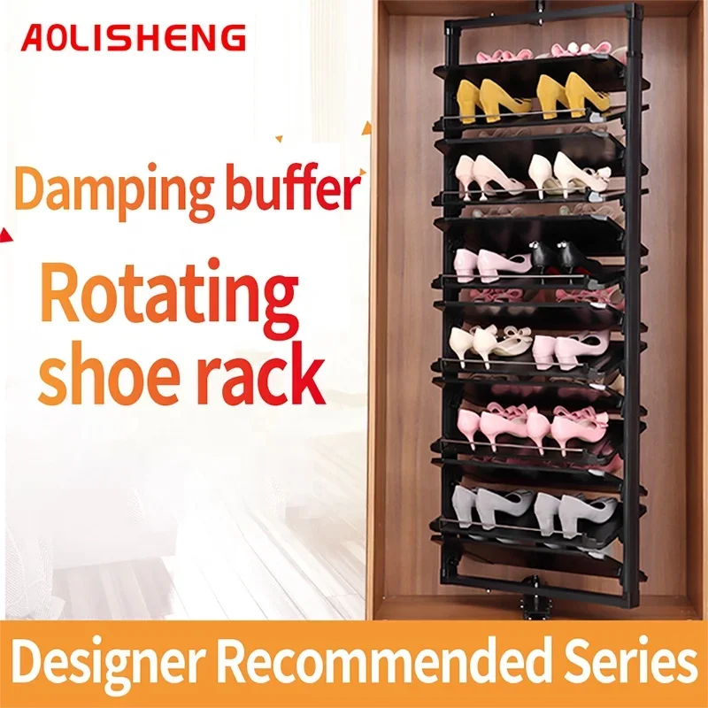 360 Degree Cloakroom Cabinet Swivel Rotating Telescopic Shoe Shelf Rack