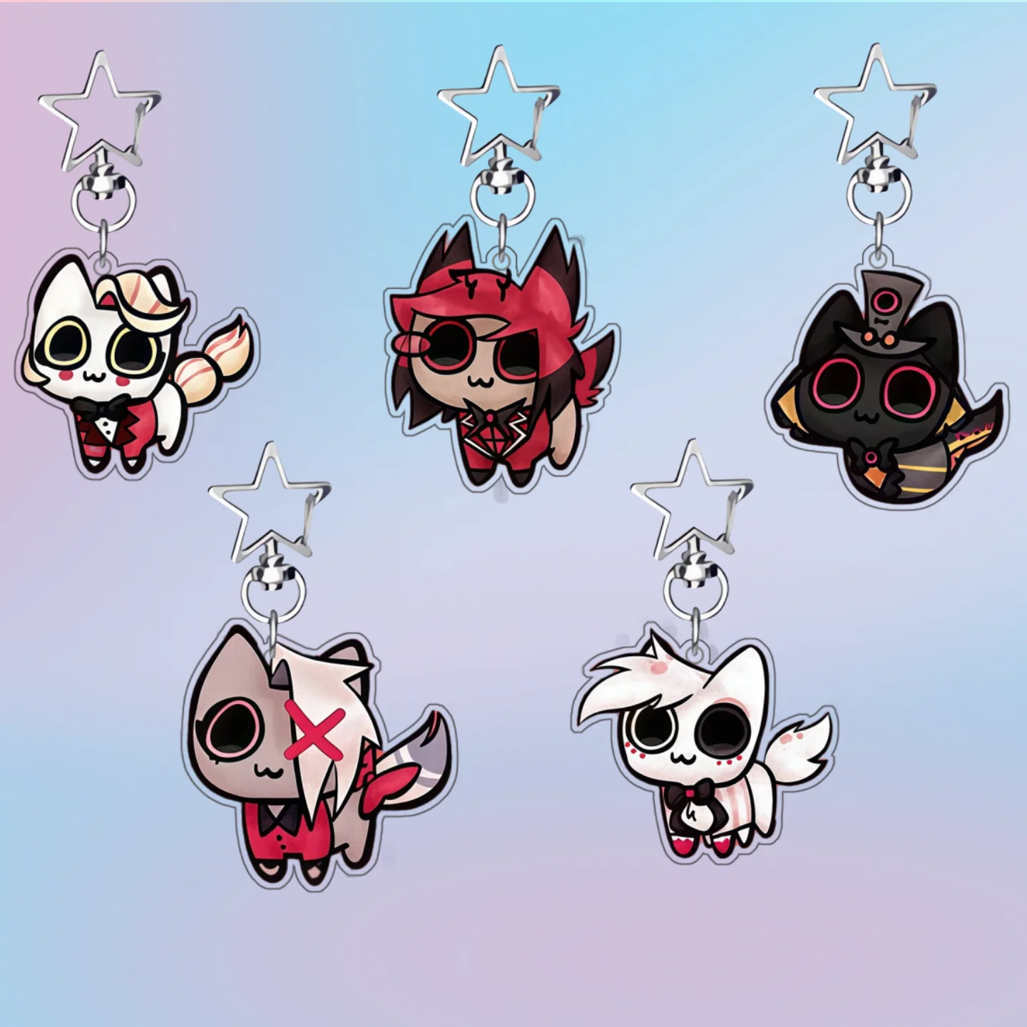 

Акриловый брелок для ключей с персонажами аниме Hazbin Hotel: Сэр Пентиус, Аластор, Чарли Морнингстар. Персонализированный кулон-брелок по мотивам аниме.