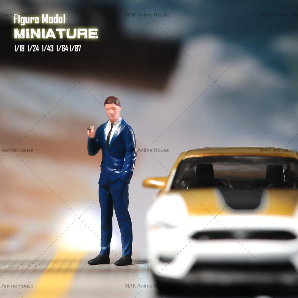 Malowane miniatury 1/87 1/64 1/43 1/24 1/18 garnitur stojący palący mężczyzna scena rysunek lalka malowany Model dekoracja sceny zabawki