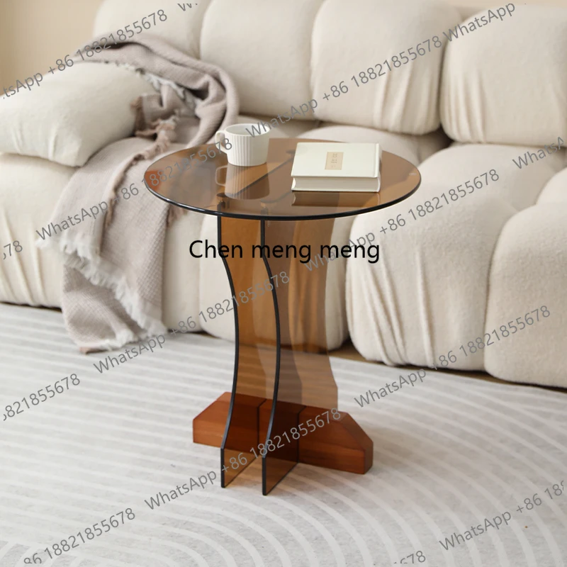 

Minimalist glass modern light luxury round sofa edge a few creative transparent corners a few bedrooms bedside