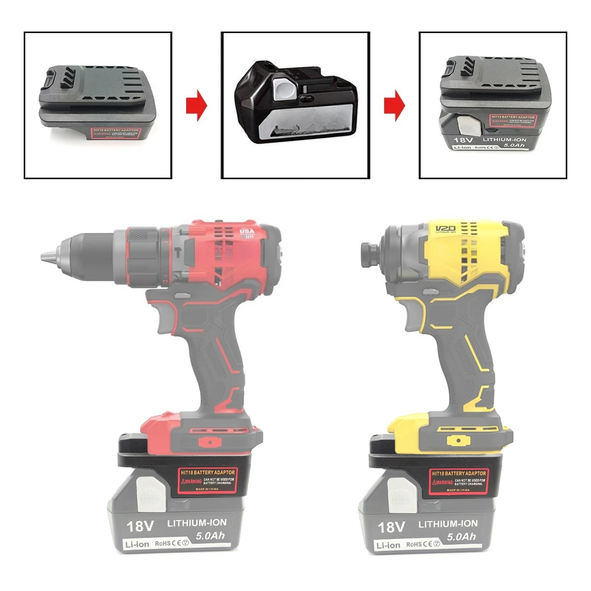Adaptador de batería para Dewalt/Makita/Milwaukee, batería de litio de 18/20V, Compatible con artesanos/Stanley, herramientas eléctricas de batería de 18/20V