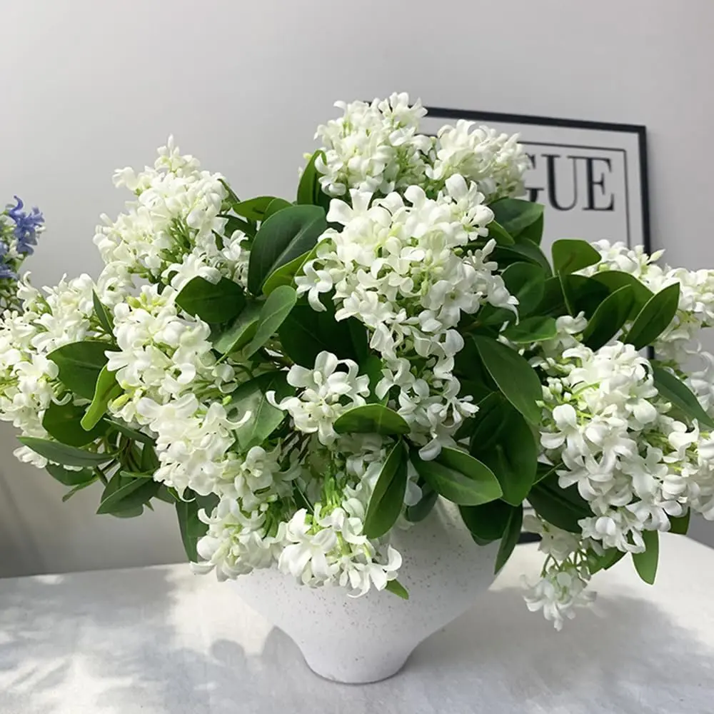 

2Bundles Artificial Lilac Flowers Fake Silk Flower Bouquet Floral Arrangement for Home Indoor Outdoor Garden Wedding Bouquet