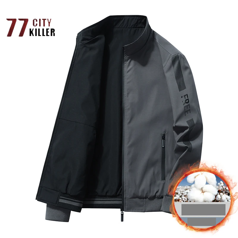 

Double-sided Men's Jacket Standing Collar Solid Color Multiple Pockets Zippered Baseball Coat Men's Casual Fashionable Loose Top