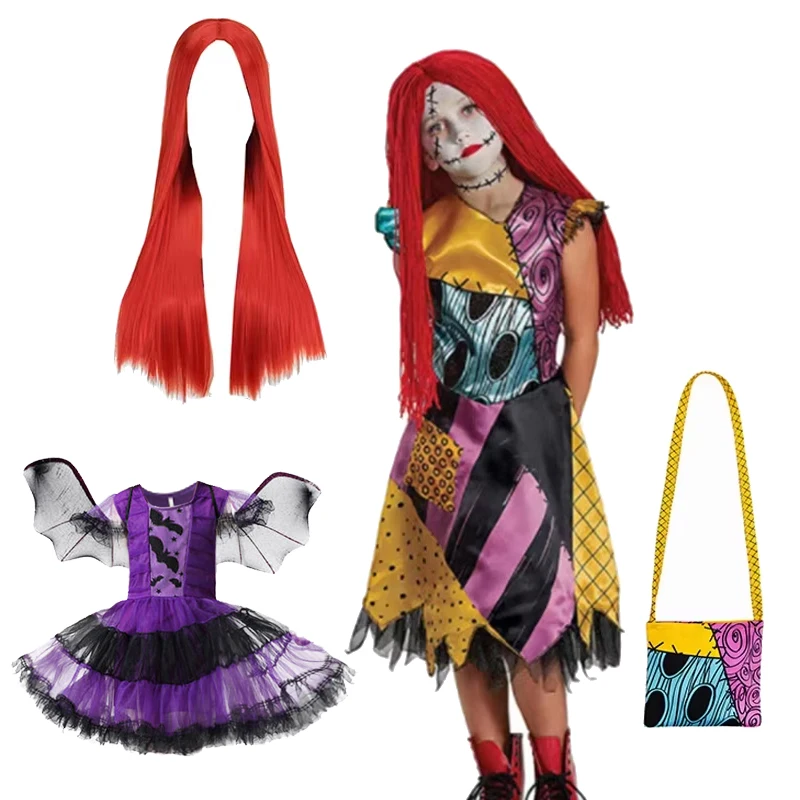 Mädchen Kleid Bogen Anzug Halloween Kostüm Schwester Bruder Sally Cosplay Kostüm Baby Kinder Rüschen Trainings anzug Geburtstags feier Outfit