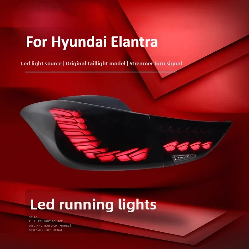 For Hyundai Elantra 2012-2017 Car Led Tail Light Dragon Scale LED Daytime Running Light Dynamic Turn Light Brake Reversing Lamp