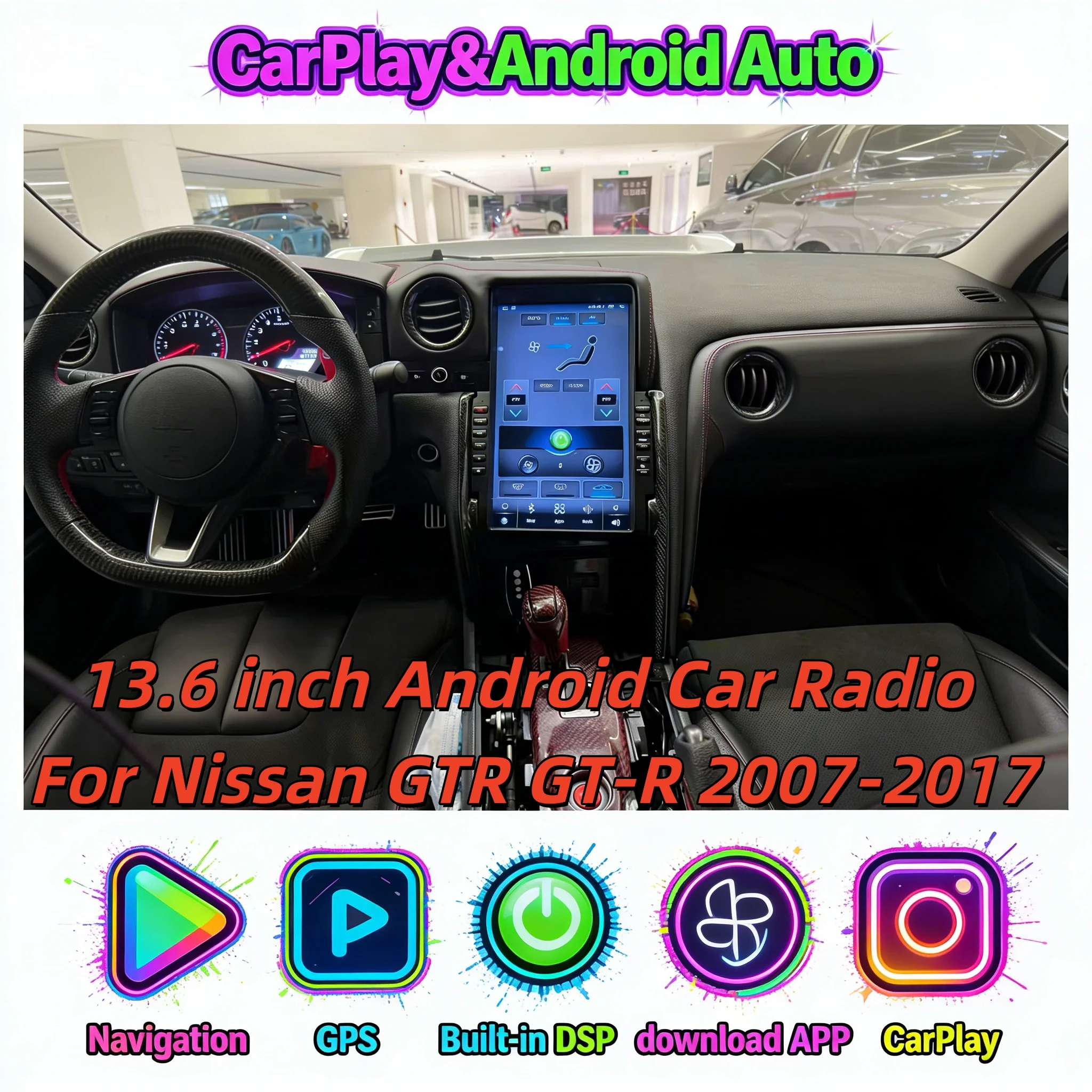 Upgrade Android Wireless Carplay For Nissan GT-R GTR R35 2007-2017 Multimedia Player Stereo Navigation BT Touch Screen GPS