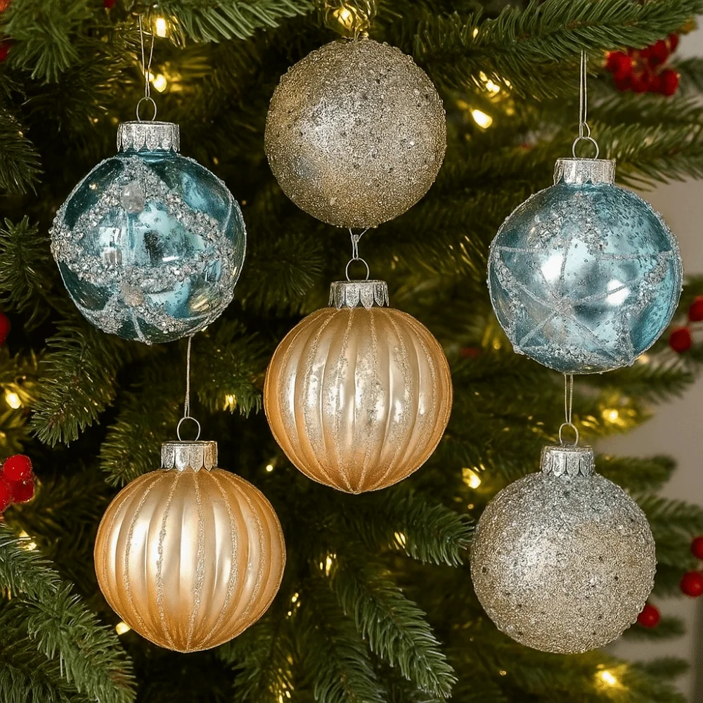 9Pcs 8cm Christmas Balls Shatterproof Decorative Christmas Hanging Pendants Irregular-Shaped Plastic Christmas Tree Decoration