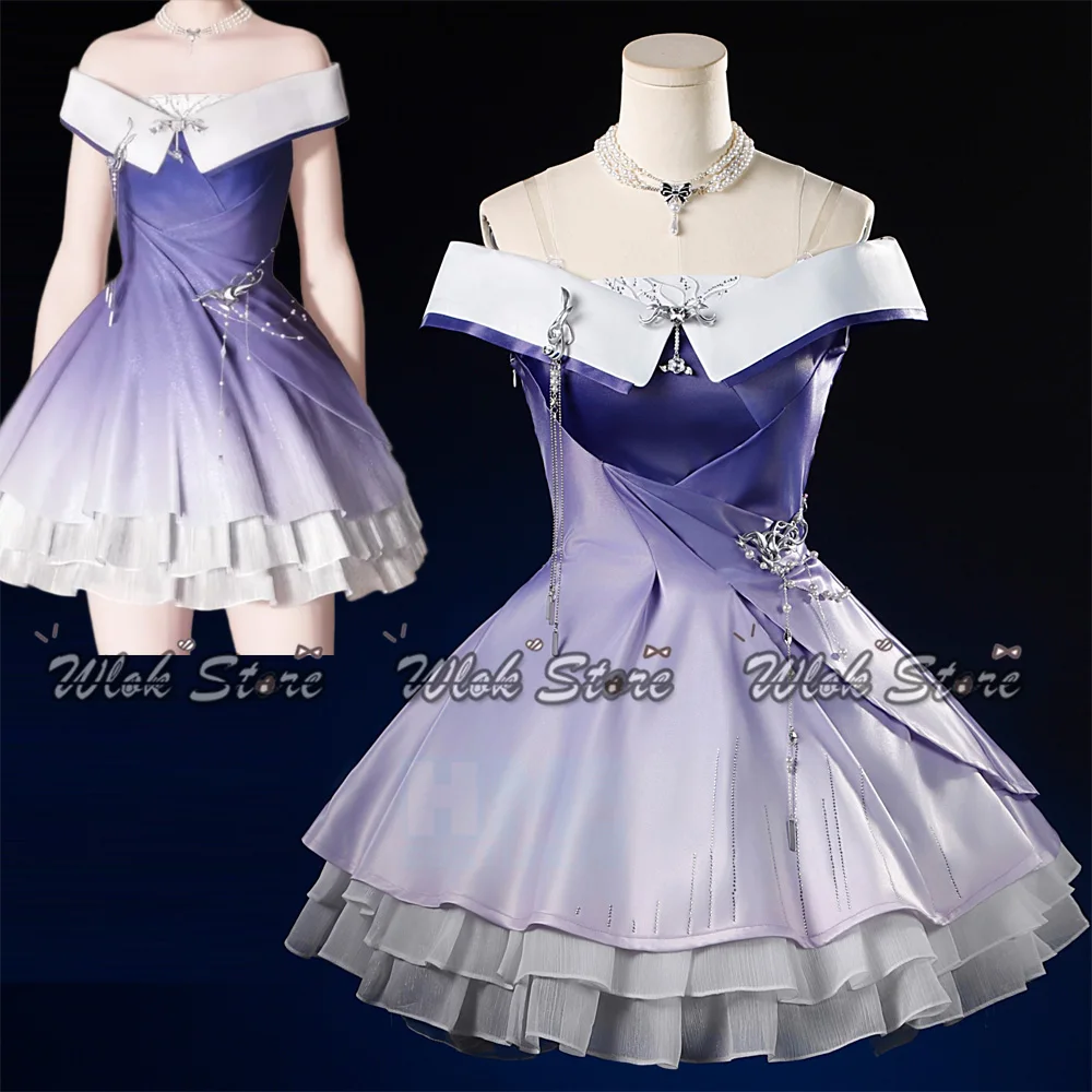 Juego Love And Deepspace Cosplay disfraz femenino vestido de baile de noche collar de perlas broche mujer carnaval trajes de fiesta de Halloween
