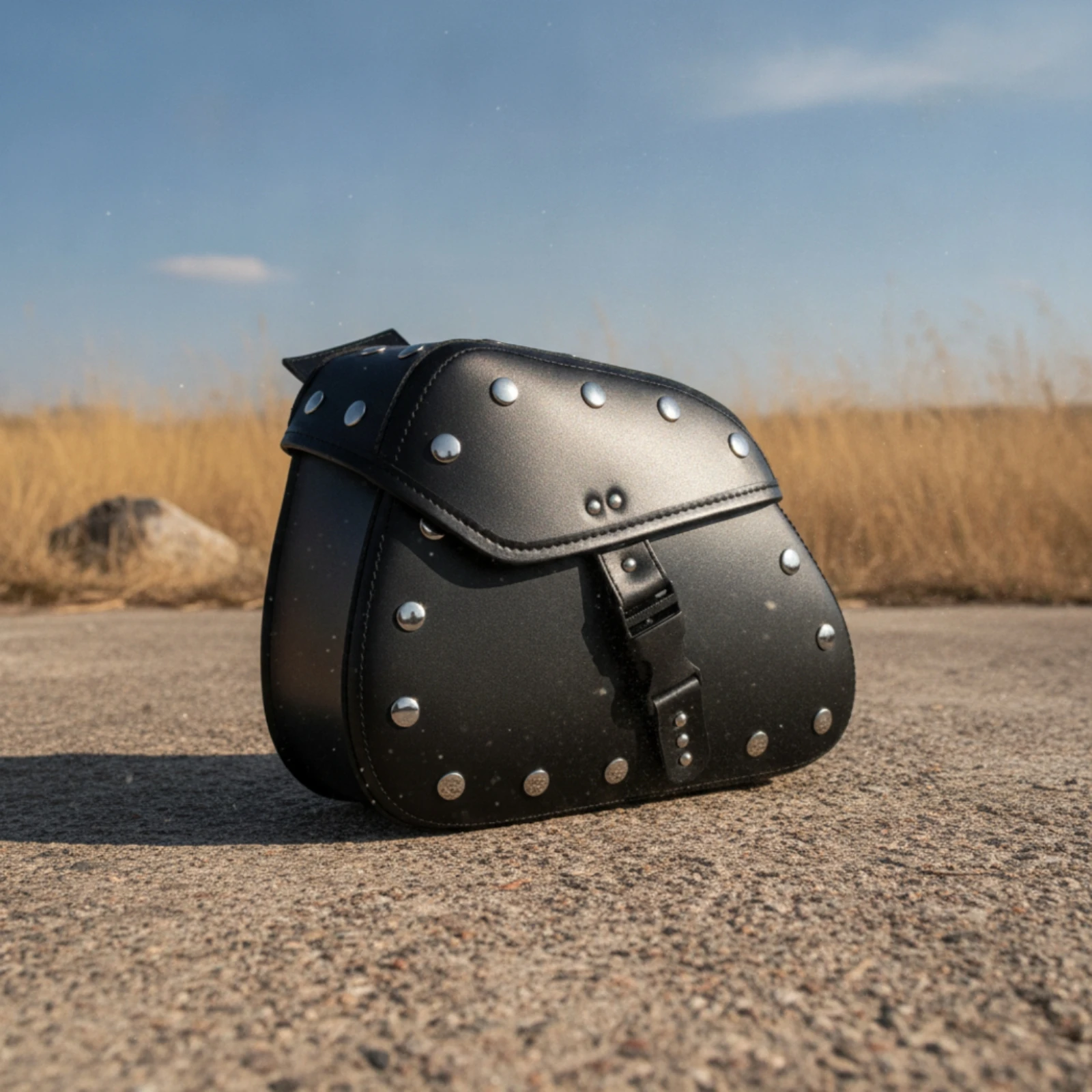 Motorcycle Side Saddle Bag with Front Flap Slim Motorcycle Side Bag with Buckle Closure Rugged Retro for Touring Riders