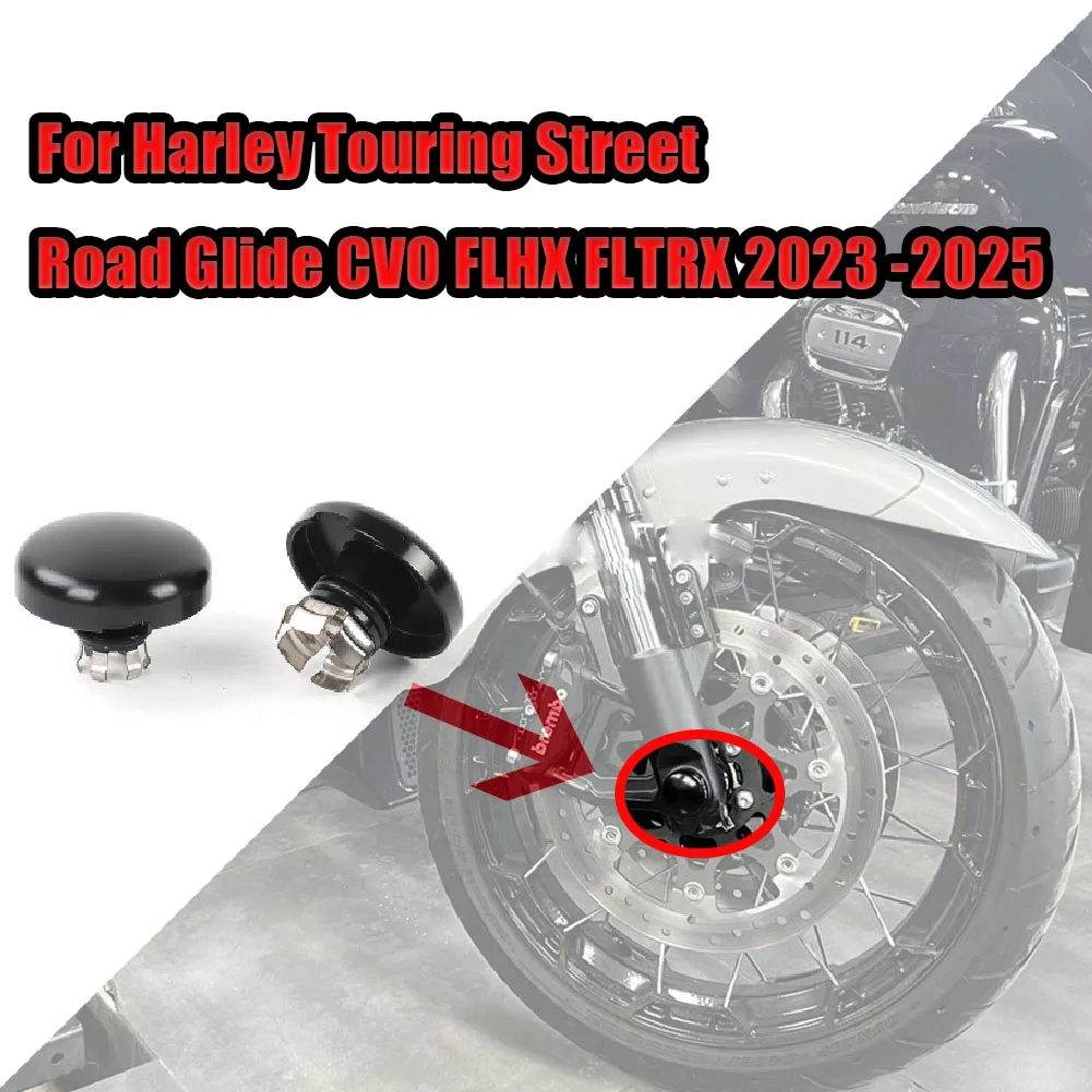

Harley Front Axle Nut Caps for Touring Road Glide Street Glide FLHX FLTRX CVO Models 2023-2024 Black Motorcycle Wheel Lug Cover