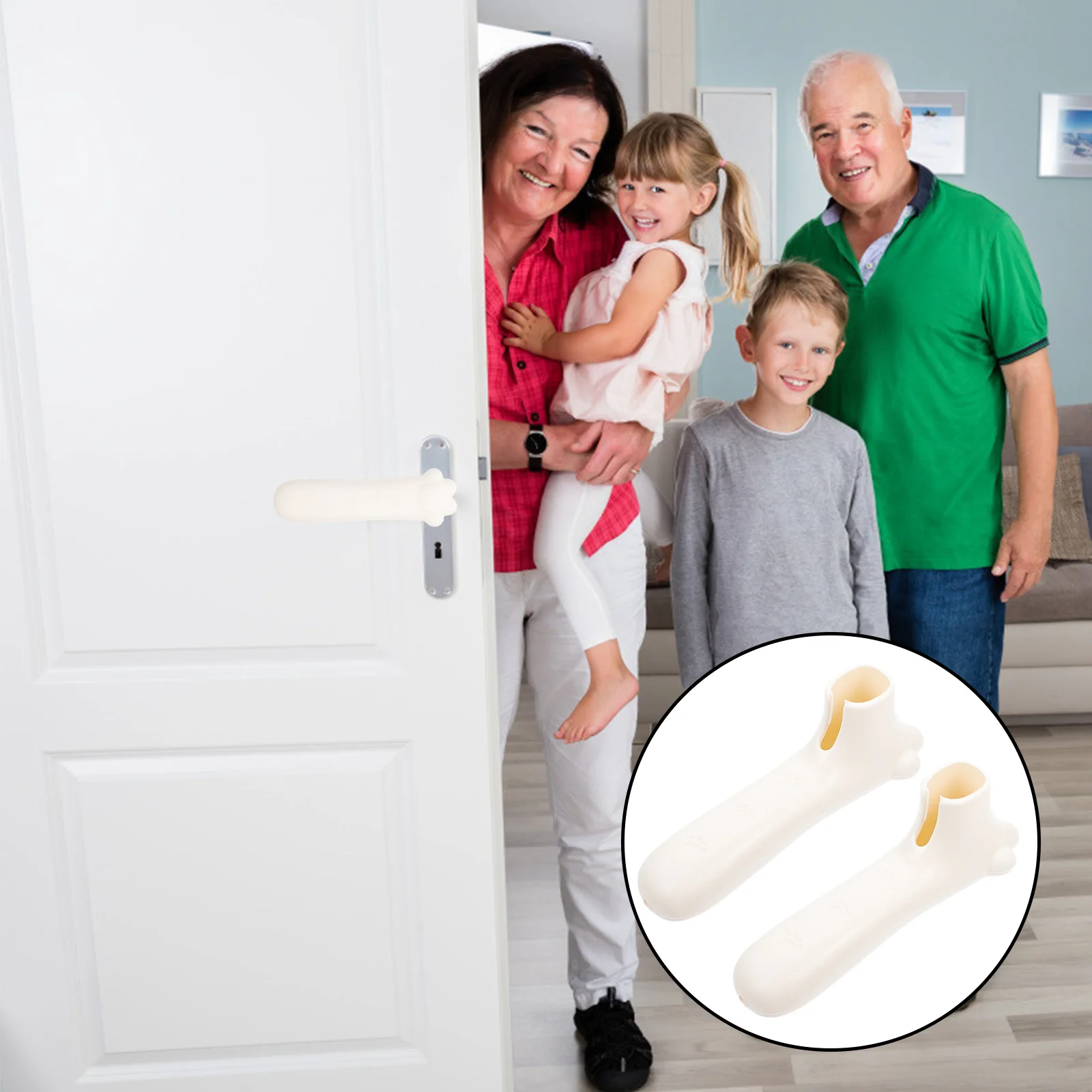 

2Pcs Door Handle Protective Cover Anti-Collision Silicone Sleeve Safety Bumper for Kids Household Doorknob Accessory