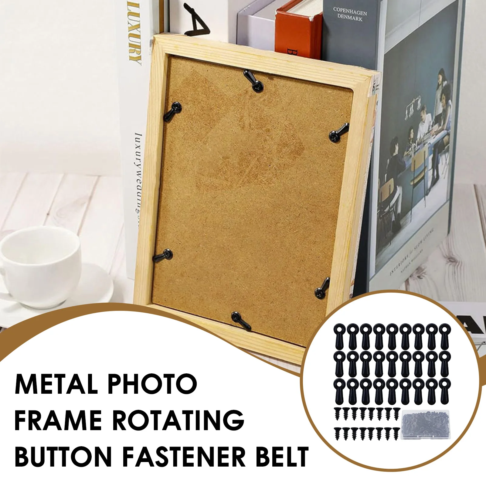 Professional Picture Frame Hardware Kit Iron Turn Buttons Fasteners for Home DIY Framing Black Backing Clips Durable Set
