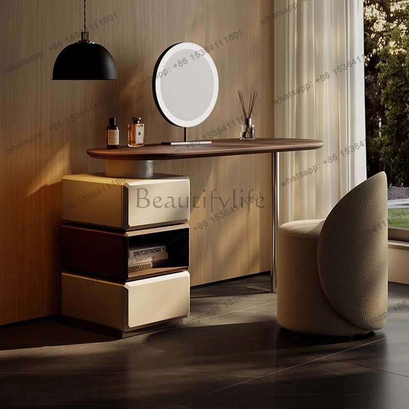Luxury illuminated makeup dressing table with mirror dressers for adult bedroom vanity desk with light mirror