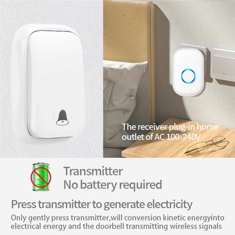 M01K Wireless Doorbell Waterproof Smart Doorbell Home Door Bell Intelligent 4-Level Volume Control 38 Songs Doorbell