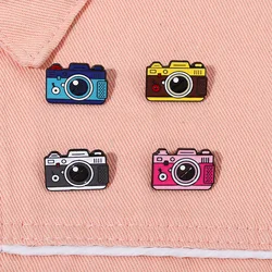 4 Styles Camera Enamel Pins Custom Brooches Bag Lapel Badges Cartoon Travel Outdoors Jewelry Gift for Kids Friends Drop Shipping
