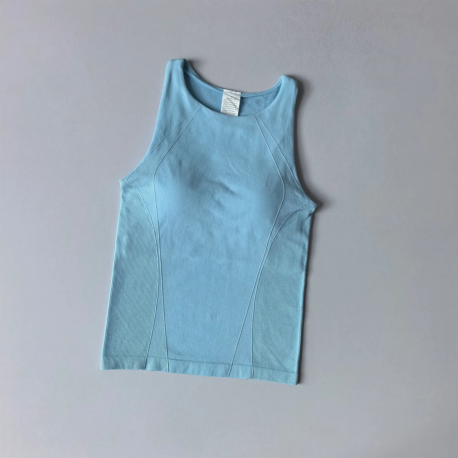 Figurbetontes, ärmelloses Yoga-Top – dehnbares, atmungsaktives Tanktop mit Falten, schnelltrocknende Sportbekleidung für Fitness, sexy, figurbetontes Sport-BH. – Detail 10
