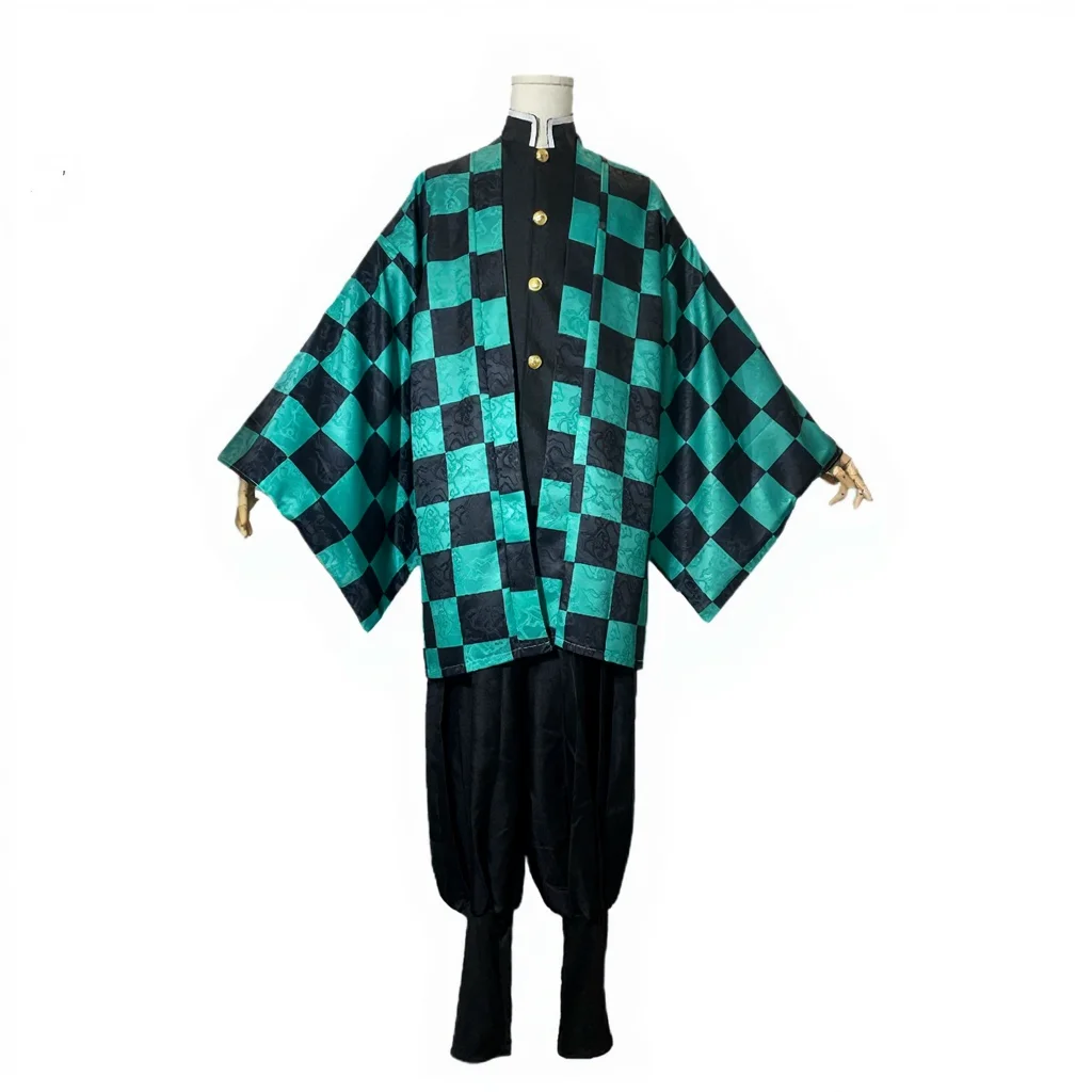 

Jacquard Concealed Pattern Cloak Kamado Tanjirou Cosplay Anima DemonKiller Costume Cosplay Fabric With Texture Jacquard Full Set