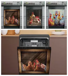 1pc Kitchen Dishwasher Magnetic Stickers Refrigerator Stickers Animal Rooster Wall Stickers Home Decor Waterproof Anti Fouling
