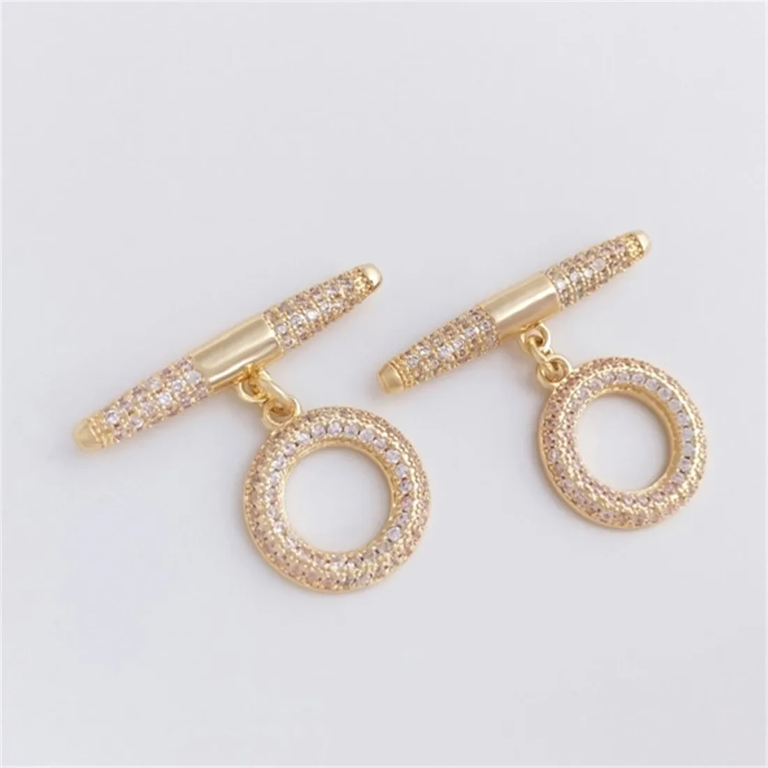 14k ouro genuíno micro embutidos com zircão ot fivela, high-end fivela circular, colar de pérolas DIY, conexão de acessório