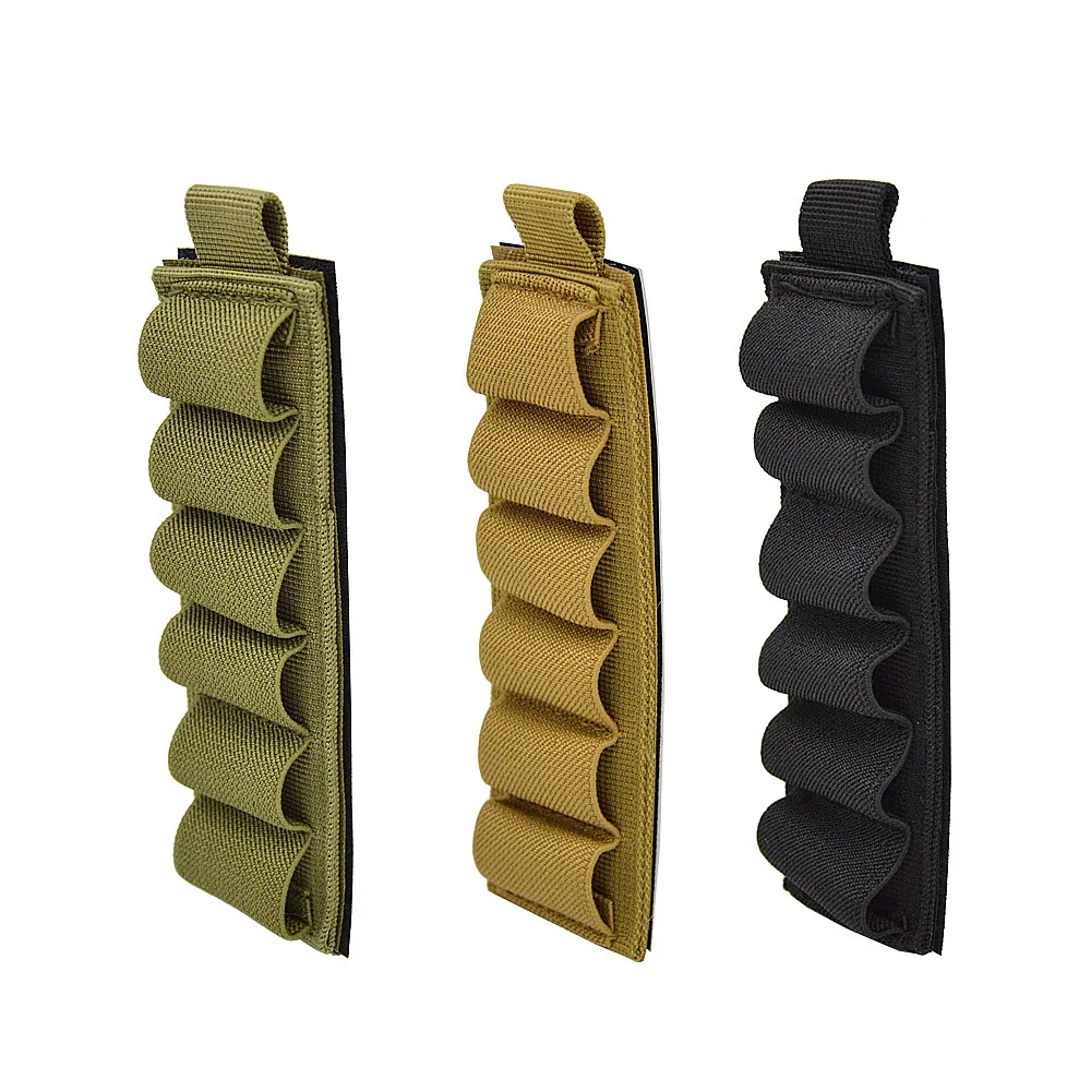 Tactical Outdoor 6 Round Shotgun Shell Holder Ammunition Pistol Bullet Reload Holder with Adhesive Backing Sticker For 12 Gauge