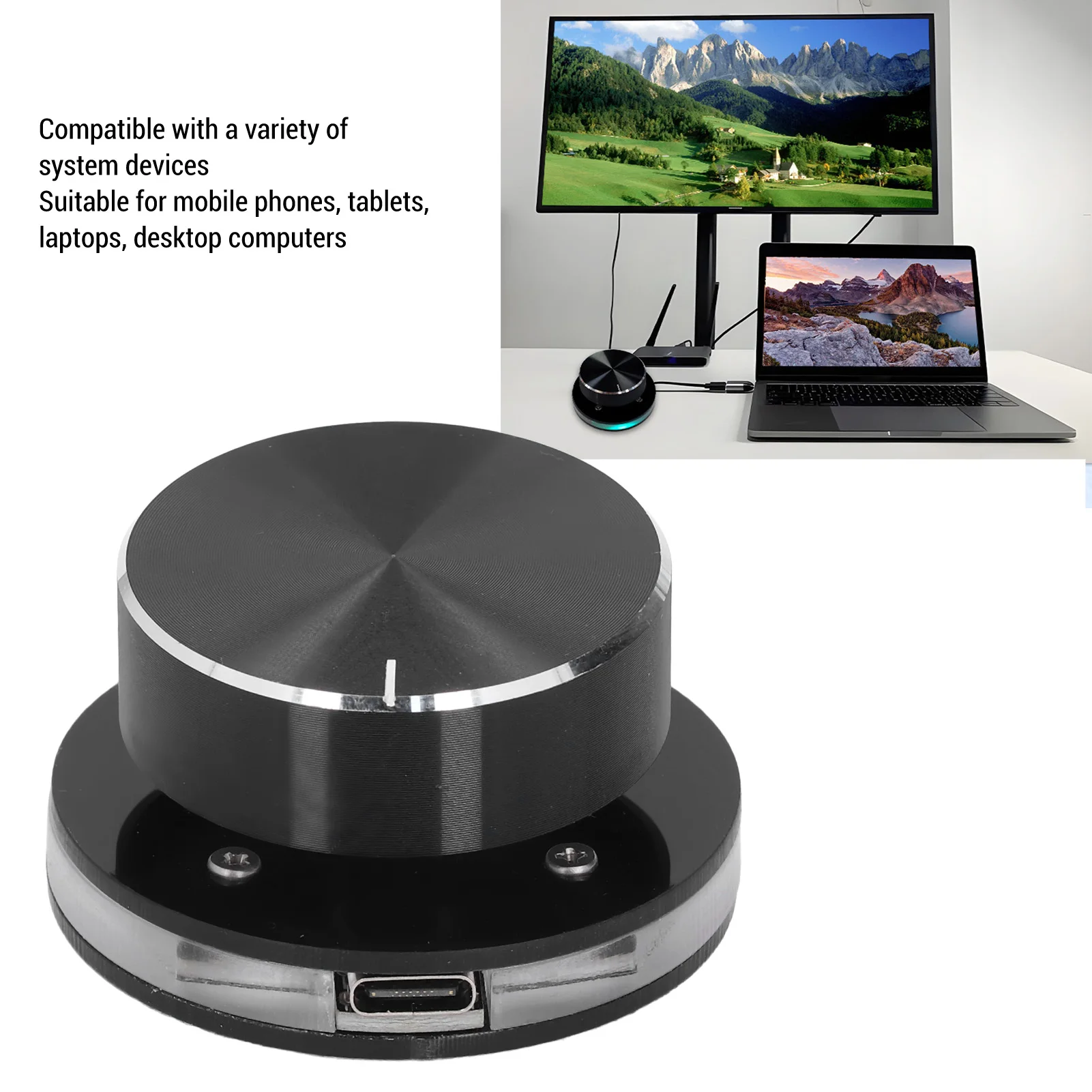 Botão controlador multimídia de controle de volume usb botão de controle de volume usb rotação de 360 graus plug and play com luz rgb para pc