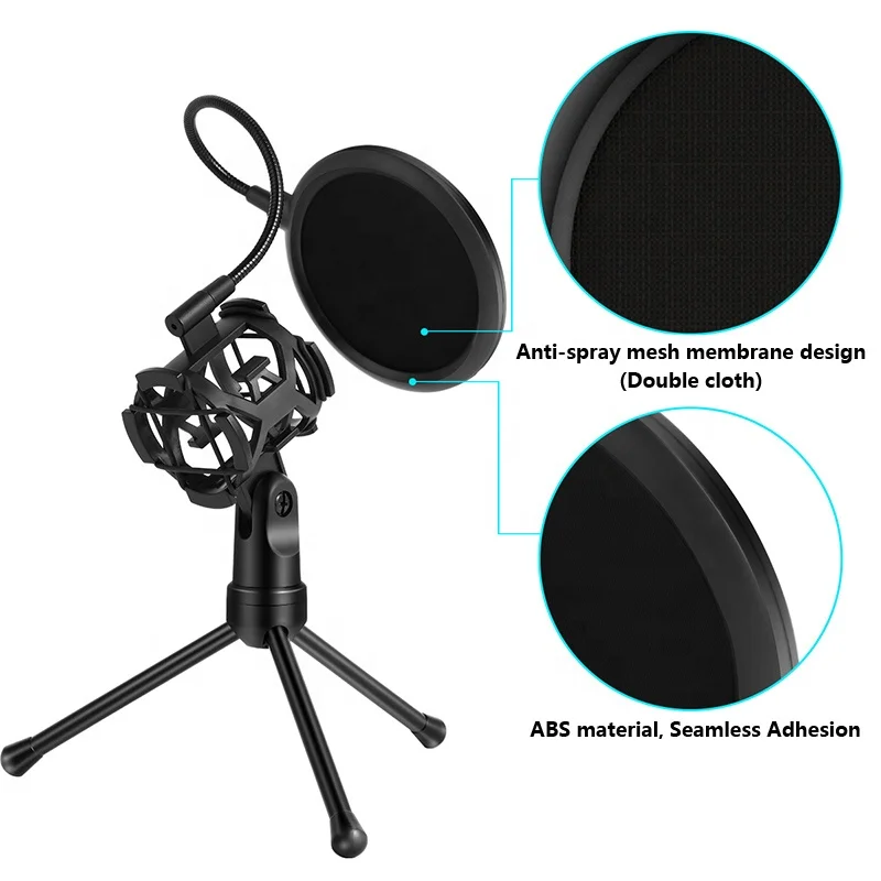Professional Isolation Shield Microphone Shock Mount Stand Filter For Recording Maximum Isolation from Handling Vibration