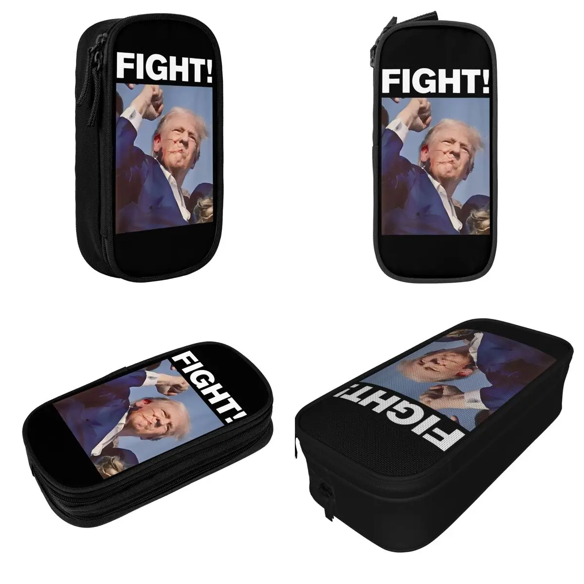 Donald Trump Make America Great Pencil Cases Classic Fight Pen Box Pencil Bags for Student Big Capacity Office Zipper Pencil Box