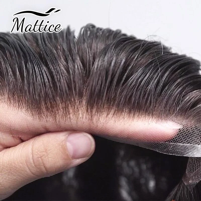 Toupet de cheveux humains Full Lace pour hommes, perruque de base en dentelle Frech, prothèse capillaire masculine respirante, unité de systèmes de cheveux humains