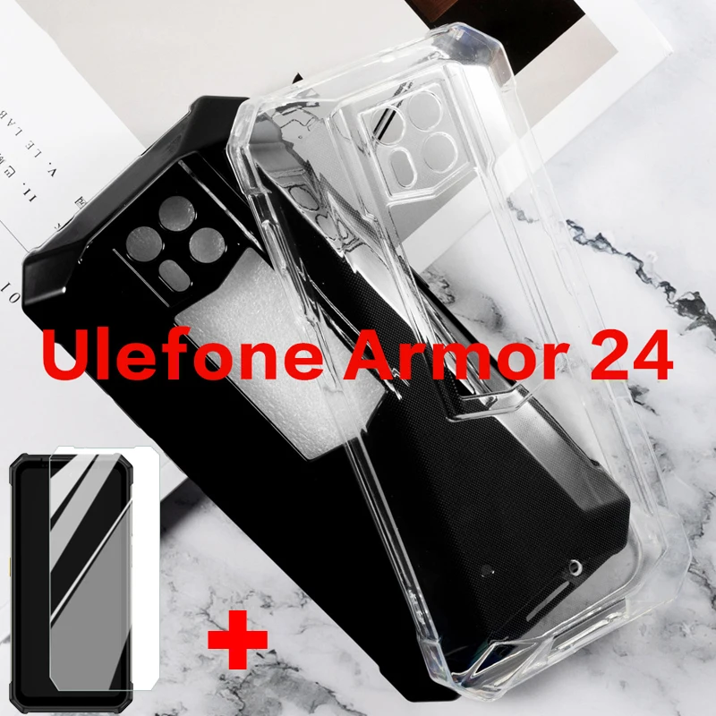 2 in 1 Tempered Glass For Ulefone Armor 24 Case Silicone Soft TPU Transaprent Phone Cover For Ulefone Armor 24 Screen Protector