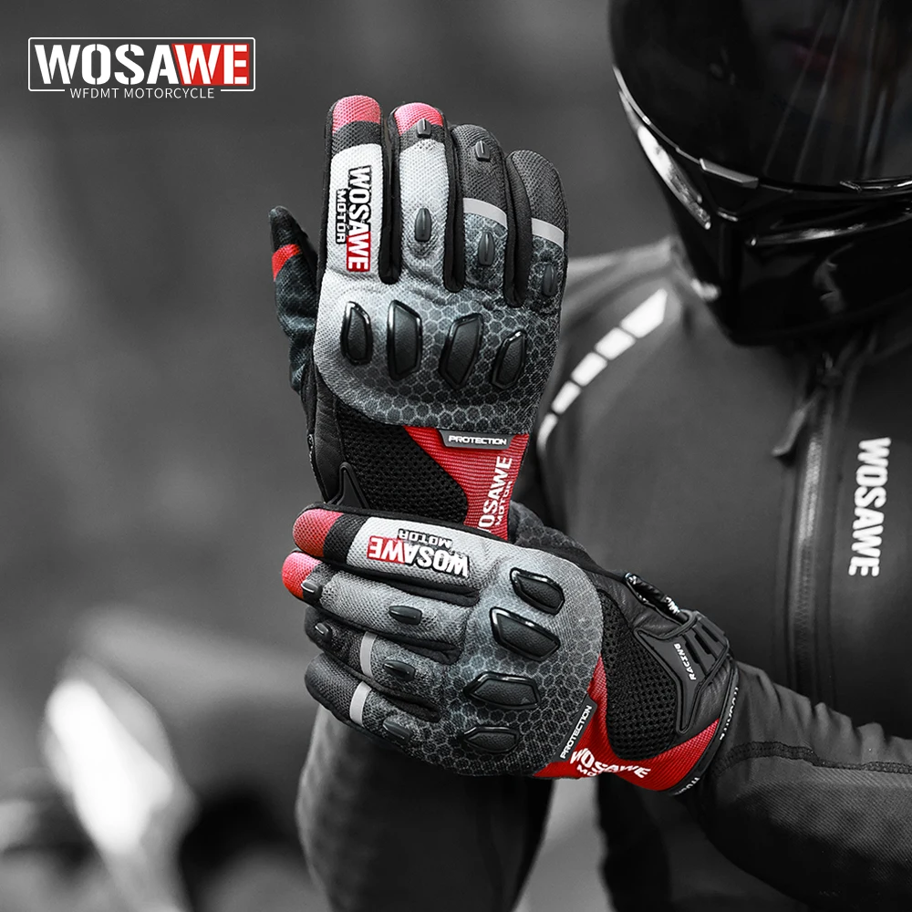 

WOSAWE Motocross Gloves Breathable Non-slip Wear-resistant Motorcycle Accessories Gloves Men Women Touch Screen Moto Biker Glove