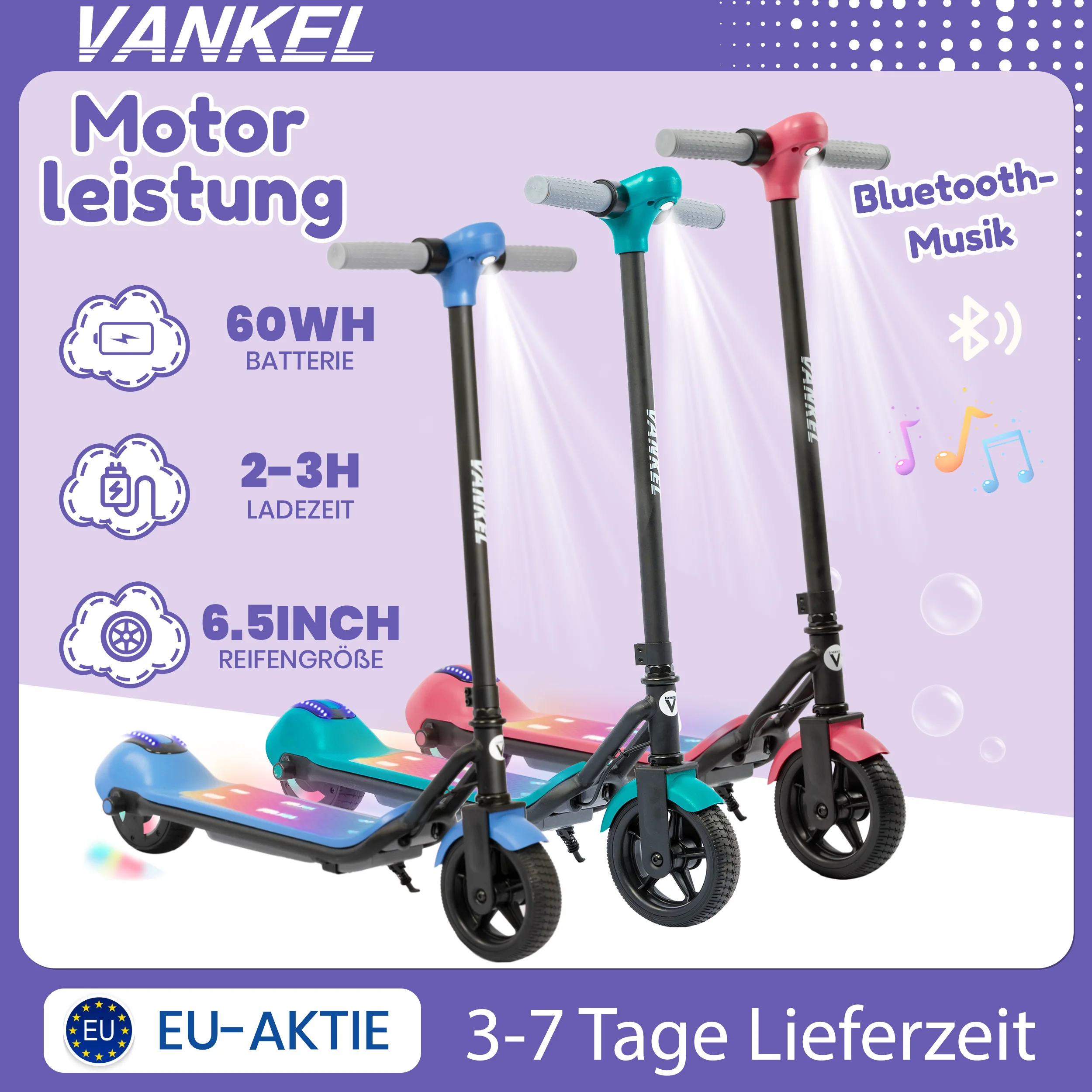 E-scooter Sinaopus da 6,5 pollici per bambini Scooter elettrico gamma 8-10 km auto elettrica con display a LED per ragazze e ragazzi