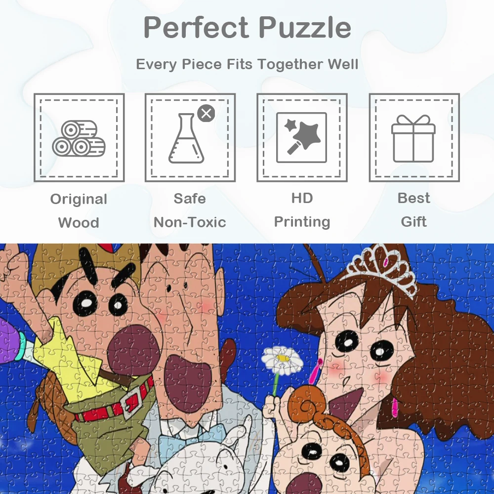 Crayon shin chan grande adulto quebra-cabeça shinnosuke família desenhos animados jogos e quebra-cabeças oceano azul e nublado céu azul brinquedos educativos