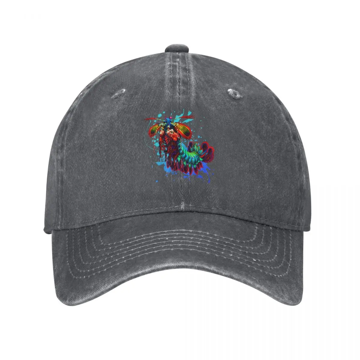 Rainbow Peacock Mantis Shrimp Blue Splash Baseball Cap Bobble Hat Horse Hat Icon Hats Woman Men's