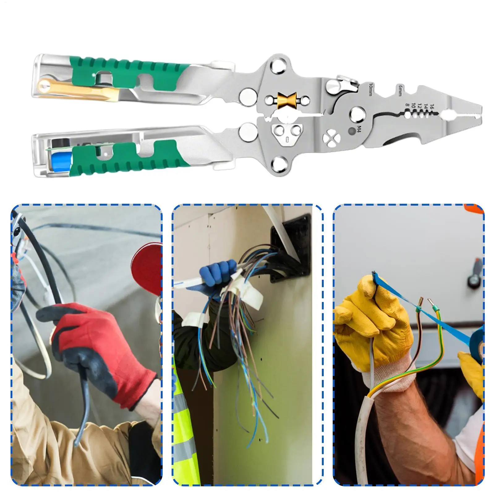 Wire Stripper Tool Cable Stripping Pliers Multifunctional Foldable Professional Voltage Tester For Repairing Precision Crimping