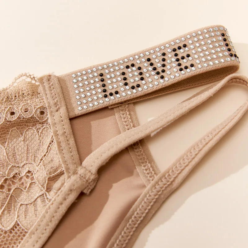 3ks/sada sexy dámské spodní prádlo s kamínky, módní tanga s písmenem, denní sportovní pohodlí, hedvábné svůdné krajkové spodní prádlo s T-back - náhled 4